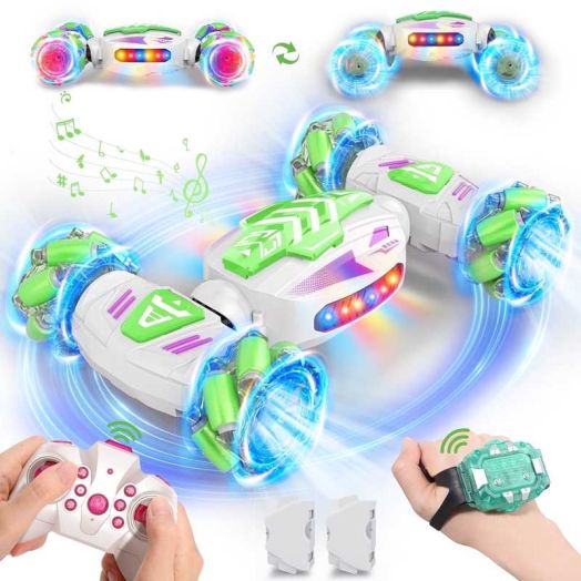 Gesture Sensing RC Stunt Car Toys for 6-12 Years Old Boys and Girls, RC Drift Cars 2.4GHz 4WD Hand Controlled Remote Control Twist Cars with Light & Music.
