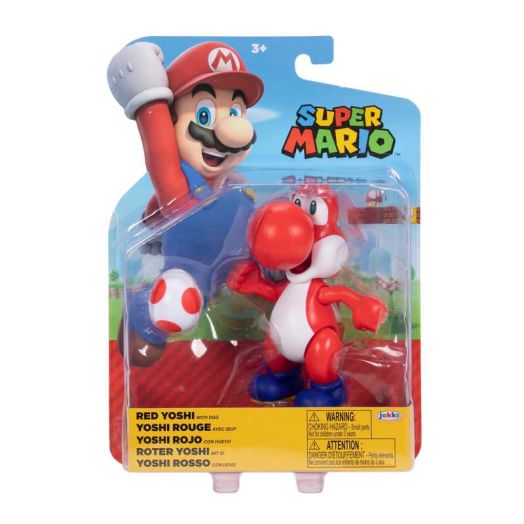 World of Nintendo Super Mario Red Yoshi 4 inch Articulated Action Figure with Red Egg Accessory
