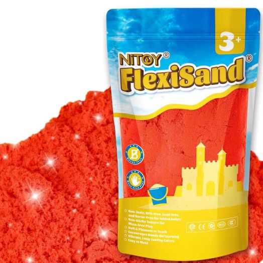 NiToy 2.2Lbs Play Sand, Never Dries Out-Fun for 3 Years and up Kids Bulk Refill for Sensory Sand Box Toys, Ideal for Shaping, Squeezing and Molding(Red)