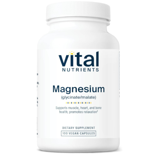 Vital Nutrients - Magnesium (Glycinate/Malate) 120 mg - Magnesium for Sensitive Individuals - Supports Heart Health and Calcium Absorption - 100 Capsules