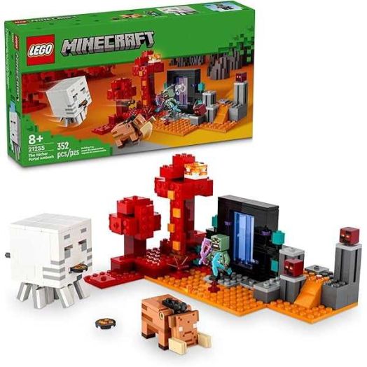 Minecraft The Nether Portal Ambush Adventure Set, Building Toy for Kids with Minecraft Action Figures and Battle Scenes, Minecraft Toy for Boys, Girls and Gamers Ages 8 and Up, 21255