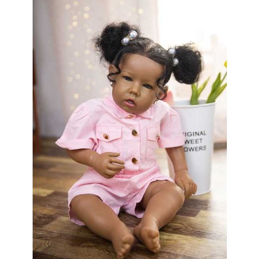 Nosadi Reborn Baby Dolls 20" Silicone Limbs Lifelike African American Baby Dolls Soft Body for 3+ Toddlers