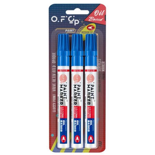 OFC-P Oil-Based Permanent Paint Marker Pen,Medium Tip,Blue,Pack of 3