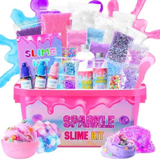 OHIECIHY Slime Kit, Sparkling Slime, Glimmer Crunchy Slime, Foam Slime, Jelly Cubes Slime, Stress Relief Toys, Party Favors for Kids, for Girl Boys 6 7 8 9 10 11 12