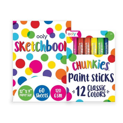 Ooly Chunkies 12 Paint Sticks For Kids with Sketchpad, No Mess Quick Drying