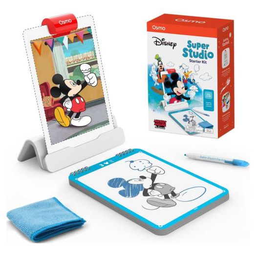 Osmo - Super Studio Disney Mickey Mouse & Friends Starter Kit - Age 6-12 - Learn Disney Drawings, 100+ Cartoon Drawings, Erasable Drawing Board, Sketchbook, Drawing Pad, Art Sets, STEM Educational Toy
