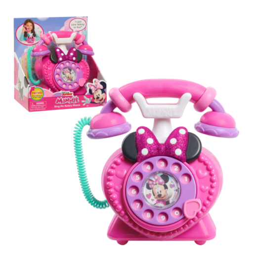 Just Play Disney Junior Minnie Mouse Ring Me Rotary Pretend Play Phone, Lights and Sounds, Kids Toys for Ages 3 up