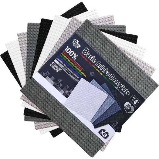 Pairez Toys Classic Baseplates - 10"x10" Multipack (8-Pack), Compatible with Major Brands