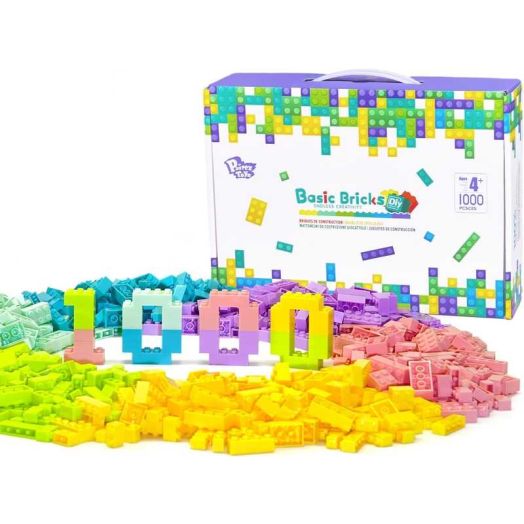 Pairez Toys Classic Bricks 1000 Pieces Set, Basic Bricks in 6 Size & Pastel Color, Building Blocks Toys for Kids 4+