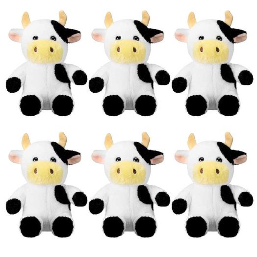 6pcs white cow plush toy set, black ear cute cow, start the journey of healing department.