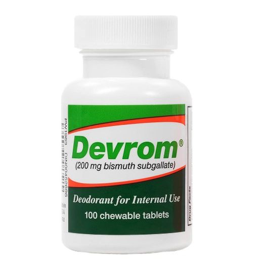 Parthenon Devrom Chewable Internal Deodorant Tablets, Bottle of 100