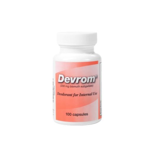 Parthenon Devrom Internal Deodorant Capsules 200mg, Lactose-Free Box of 100 