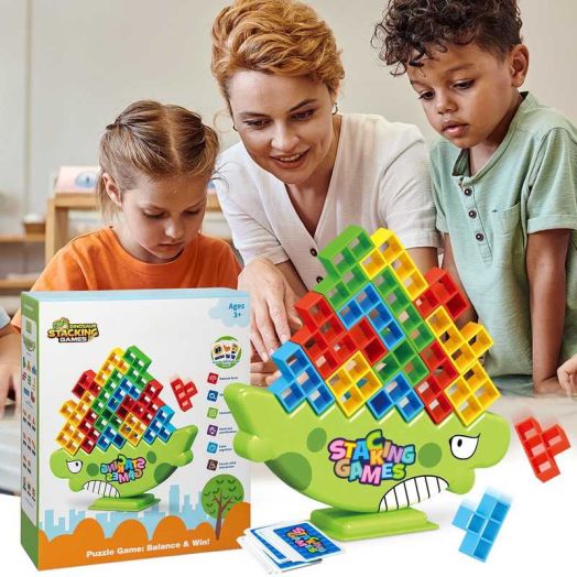 PBALPADL Dinosaur Balance Stacking Games by Lktvy. 64PCS Educational STEM Toy for Kids Ages 3+, Safe & Durable ABS Construction, Builds Focus & Creativity | Ideal for Classroom, Parties