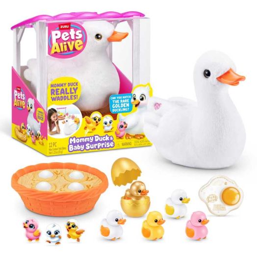 Pets Alive Mommy Duck & Baby Surprise, Nurturing Play Surprise Hatching Interactive Girls Toy by ZURU