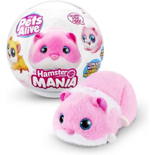 ZURU Pets Alive Hamstermania (Pink) Hamster, Electronic Pet, 20+ Sounds Interactive, Hamster Ball Toy