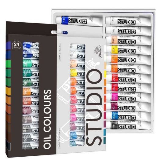 Phoenix 24x12ml Oil Paint Set, Matte Finish, Non-Toxic Oil Based Paints for Canvas Crafts, 24 Pack