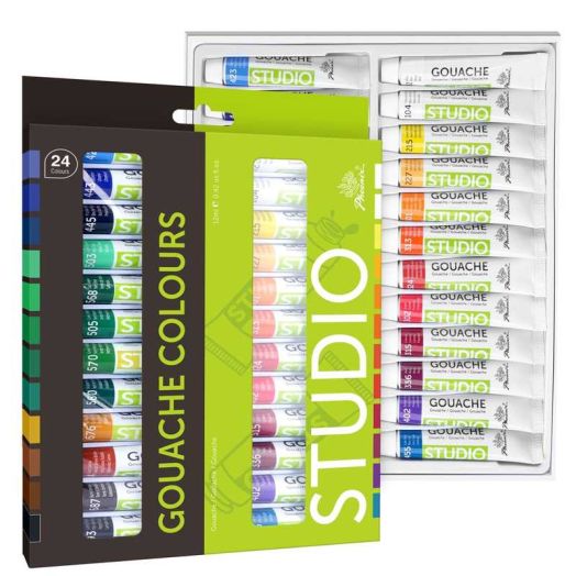 PHOENIX Gouache Paint Tubes - 24x12ml / 0.4 fl oz Non-Toxic Gouache Painting Supplies Art Paints Set for Adults, Beginners, Students