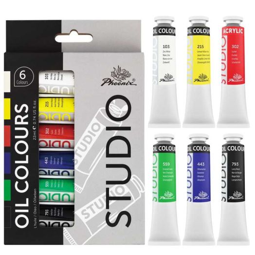 PHOENIX Oil Paint Set, 6x22ml/0.74 fl oz Tubes, Non-Toxic Based Paints for Wood, Canvas Oil Painting Supplies, Art Paints for Artists, Adults, Beginners
