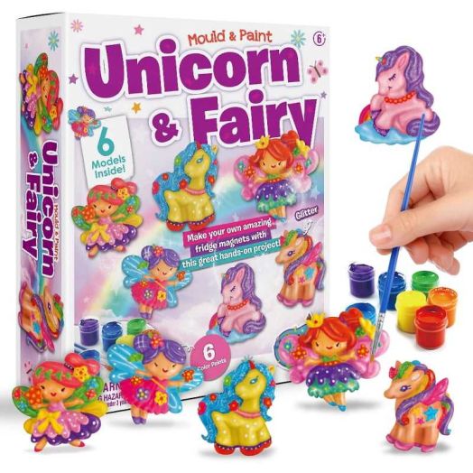Piano Potato Unicorn & Fairy Magnet Painting Kit for Kids, 6Pcs DIY Fridge Magnet Craft Set with Paints & Brushes,Paint Your Own Magical Magnets,Creative Gift for Girls Age 6-12