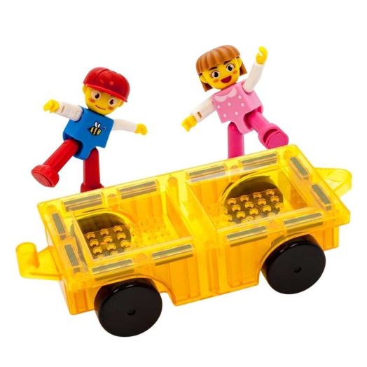 PICASSO-TILES 2 PC Magnetic Car and Characters Set Magnetic Building Blocks for Kids (3 Pack)