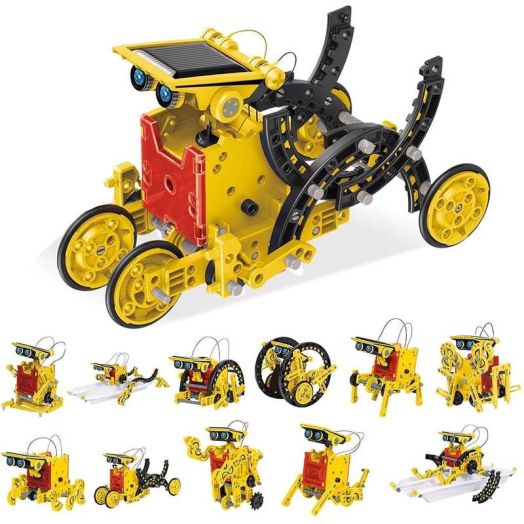 PicassoTiles 12-in-1 Solar Powered Transform Robot Set STEM Toy
