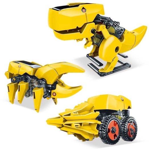PicassoTiles 3-in-1 Solar Powered Dinosaur Robot Toy - STEM Science Kit for Kids, Educational Engineering Building Blocks, Creative Learning Set