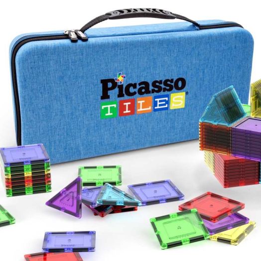 PicassoTiles Carrying Case for Magnetic Tiles - Travel Storage Bag Organizer for Kids, Portable Toy Storage, STEM Building Block Holder