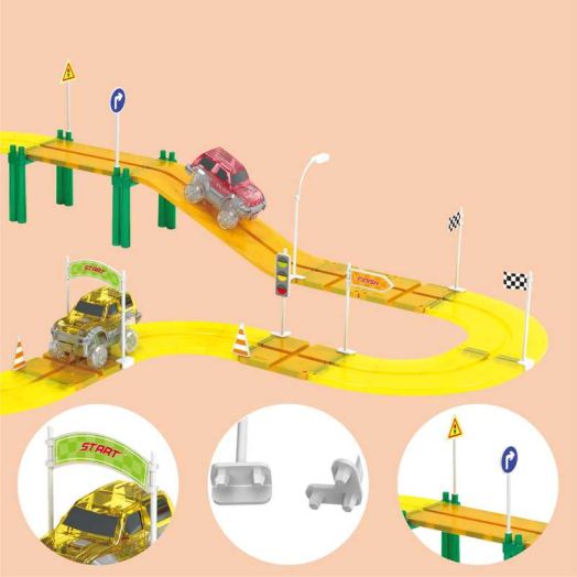 PicassoTiles Magnetic Race Track Expansion Set 18PCS