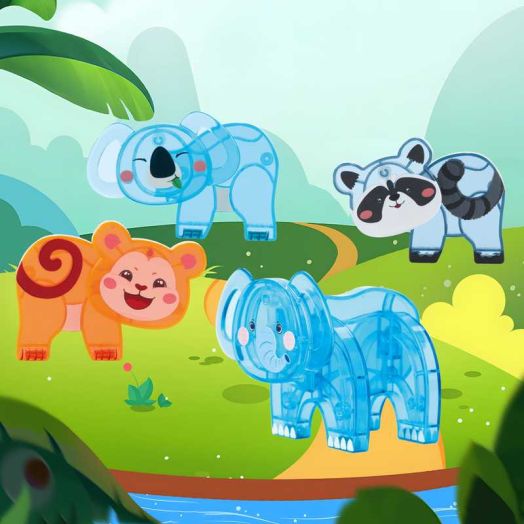 PicassoTiles Magnetic Tile Animal Friends Action Figures Construction Toy Set