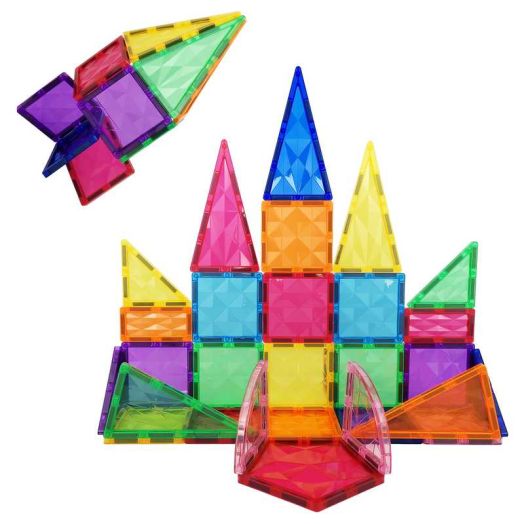 PicassoTiles Magnetic Tiles for Kids, 41PCS STEM Construction Building Blocks Educational Toy Set