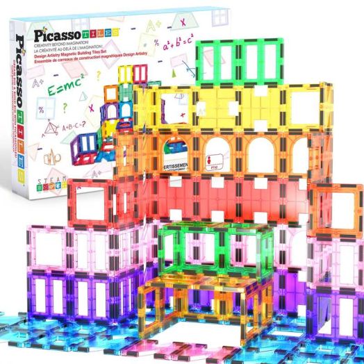 PicassoTiles Magnetic Tiles for Kids - 42PCS STEM Building Set, Educational Construction Toy, Creative Learning Kit, Hands-On Magnet Blocks