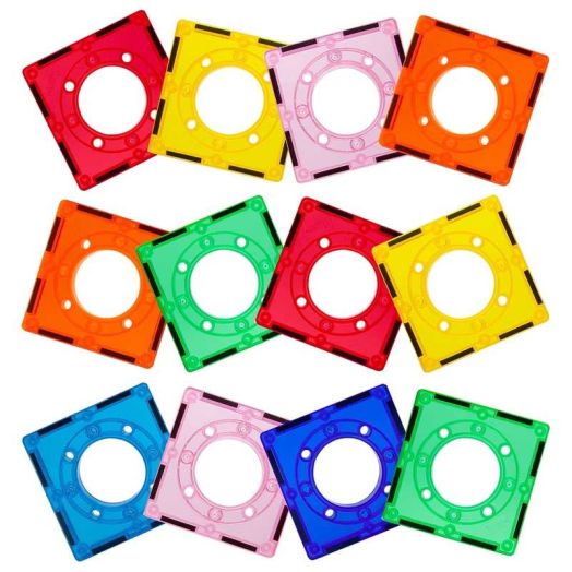 PicassoTiles Magnetic Tiles for Marble Run Racetrack, Square Joint STEM Toy Set