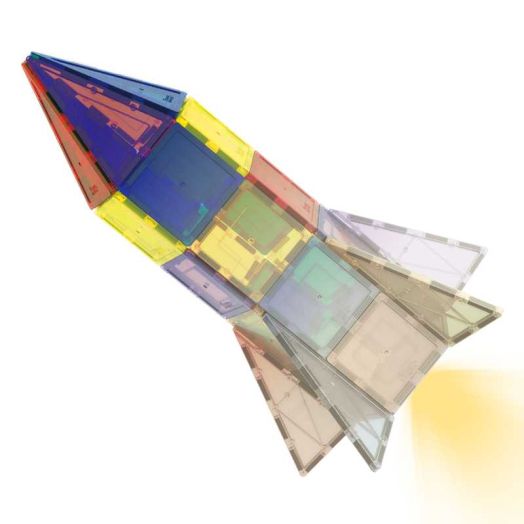 PicassoTiles UV-Activated Color Changing Rocket Set, Magnetic Construction Toy Kit
