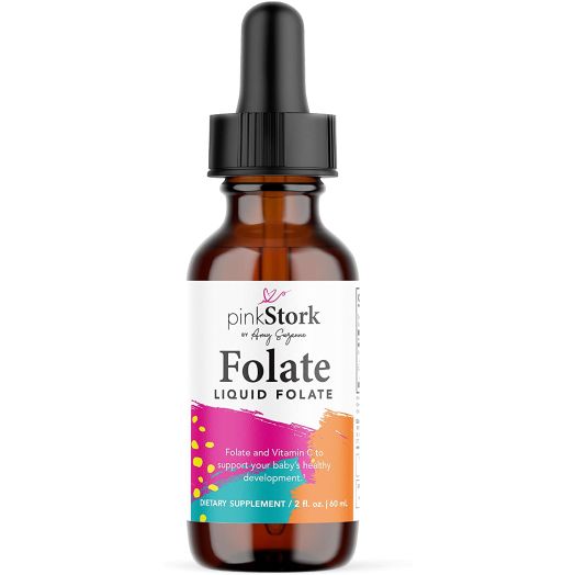 Pink Stork Liquid Folate: Lemon Peel Folate -Organic Folate Supplement from Lemons -Promotes Healthy Prenatal