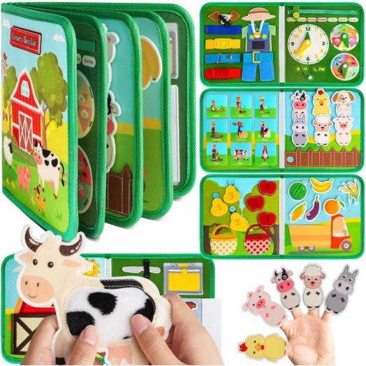 Farm Busy Book Learning Toys for Toddlers 1-3 Year Old Boys Girls - Montessori Toys Gifts for Toddlers Travel Toys