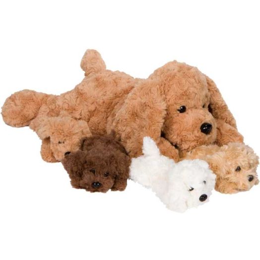 Pixiecrush Girl's Ages 3 to 8 Mommy Dog and 4 Baby Puppies Stuffed Animals | Pixiecrush