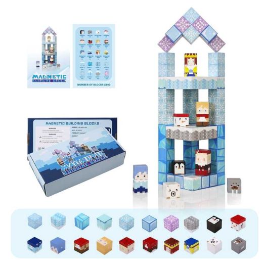 PlayMaty ‌Magnetic Blocks 100PCS, STEM Building Cube Toys for Kids Ages 3-10 | Montessori Sensory Toys, Indoor/Outdoor Creative Games & Birthday Gifts for Toddler Boys Girls