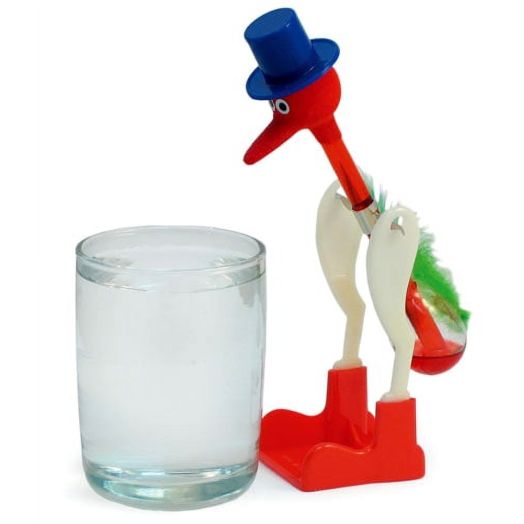 PlayWorld Glass Drinking Bird 7.25" Tall Glass Figurine for Christmas and Birthday Gifts Red