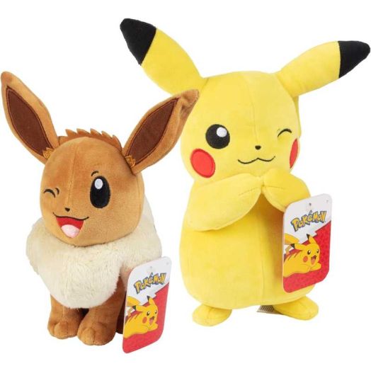 Pokemon 8" Eevee & Pikachu Plush, 2-Pack - Let's Go Starters - Officially Licensed - Soft Collectible Stuffed Animal Toy Figures - Gift for Kids, Boys, Girls - 2+