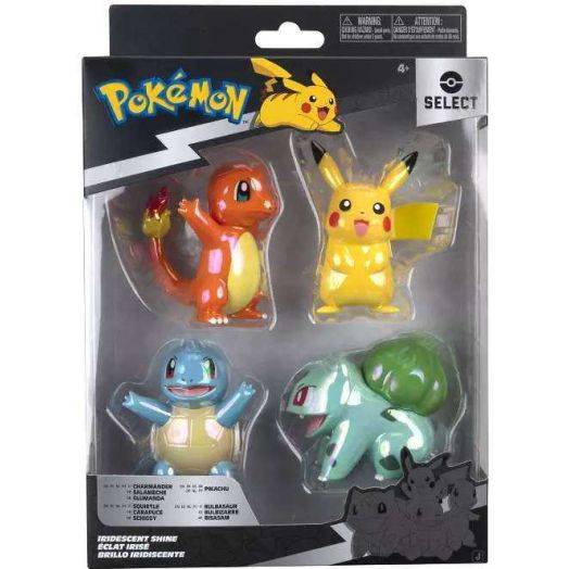 Pokemon Select Series Bulbasaur, Squirtle, Pikachu & Charmander Deluxe Vinyl Figure 4-Pack [iridescent Shine]