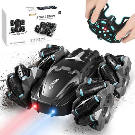 RC Cars ,POPO 360° Rotating Remote Control Car with Headlight, 4WD 2.4Ghz RC Stunt Car Trucks for Boys Gift ,Black