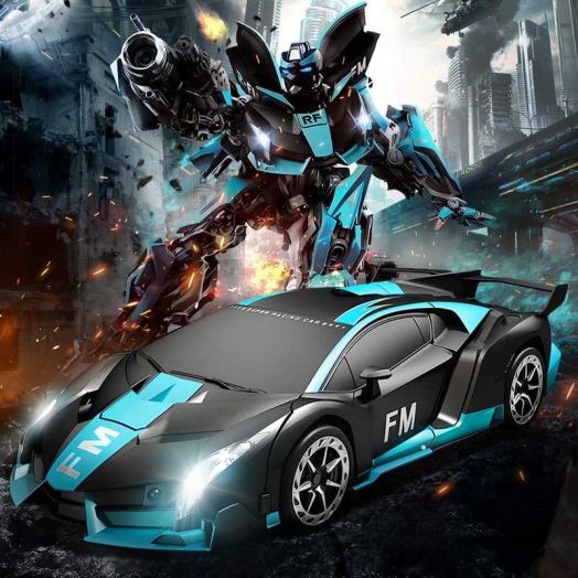 Remote Control Car, POPO RC Cars LED Light,One-Button Transforming, 360° Rotation Drifting, 1:18 RC Car Toy Gift for Kids,Blue