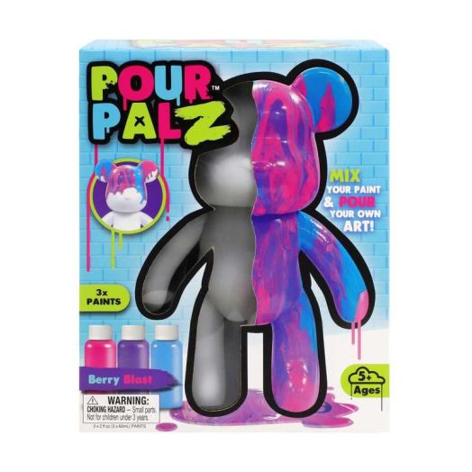 Pour Palz 9" Bear, Berry Blast, DIY Paint & Pour Craft Kit for Kids Ages 5+