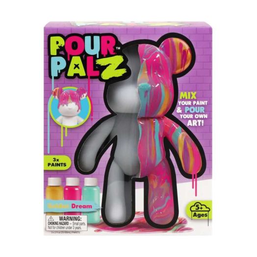 Pour Palz 9" Bear, Golden Dream, DIY Paint & Pour Craft Kit for Kids Ages 5+