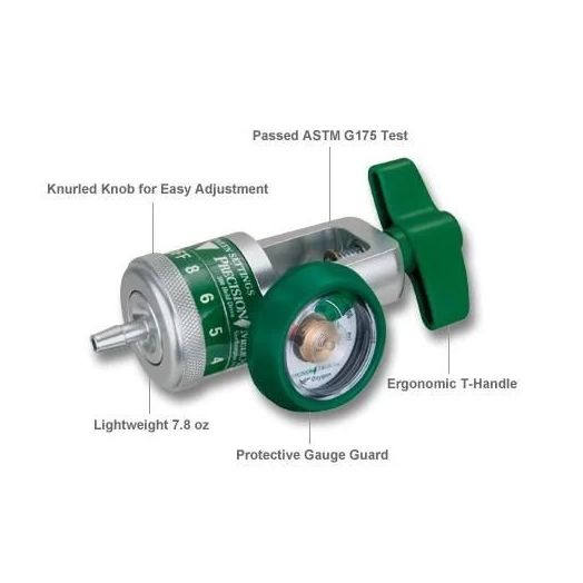 Precision Medical EasyDial Oxygen Flow Regulator, Yoke Style 0-15 LPM
