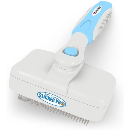 Pro Quality Self Cleaning Slicker Brush for Dogs and Cats - Easy to Clean Pet Grooming Brush Removes Mats, Tangles, and Loose Hair with Minimal Effort and Comfort - Suitable for Long or Short Hair