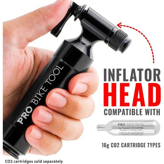 PRO BIKE TOOL CO2 Inflator - Quick and Easy - Presta and Schrader Valve Compatible - Bicycle Tire Pump for Road and Mountain Bikes - Insulated Sleeve - No CO2 Cartridges Included