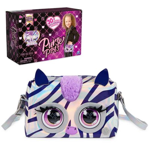 Purse Pets, Metallic Mood Rebel Stripez, Interactive Pet Toy and Crossbody Shoulder Bag with over 30 Sounds and Reactions, Kids Toys for Girls