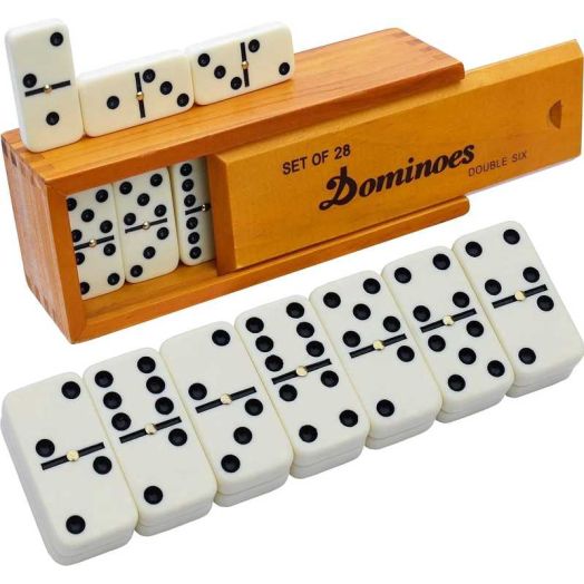 Dominos Set for Adults - Dominoes - Classic Board Games, Double 6 Dominoes Family Games for Kids and Adults - Double Six Standard Dominos Set 28 Tiles with Wood Case, Juegos de Mesa