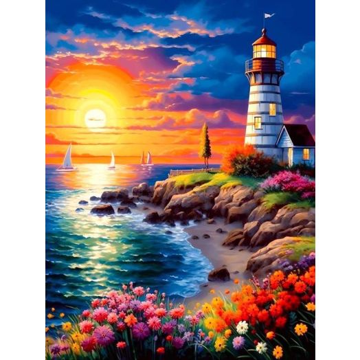 QUITEDEW 5D Diamond Painting Kits for Adults Sunset,Perfect for Festival Home Wall Decoration 12x16 inch